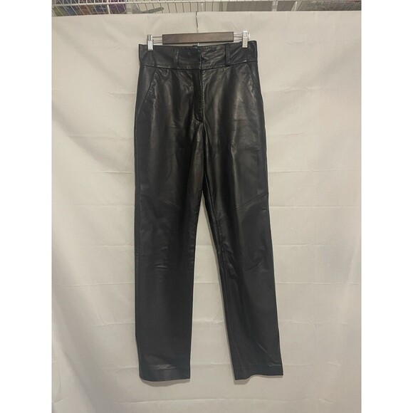 IRO Rifra 100% Lamb Leather Straight Trouser Women's size 38 Black - Picture 1 of 15
